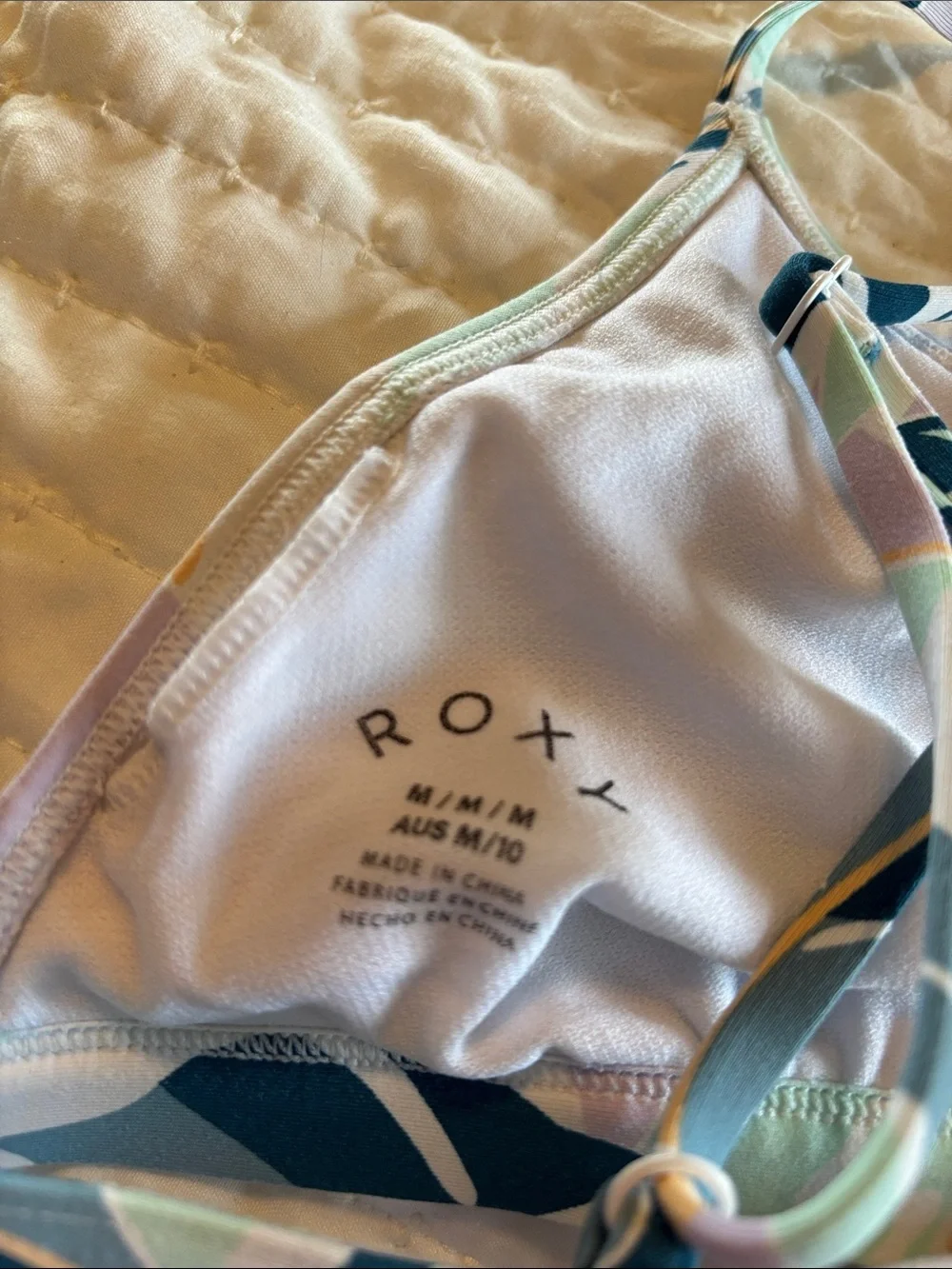 Roxy Floral Print Bikini Set in Cream, Blue, Green, Lavender lined 2 piece set